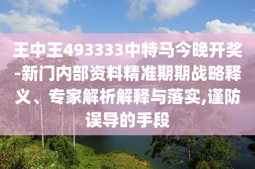 王中王493333中特馬今晚開獎(jiǎng)-新門內(nèi)部資料精準(zhǔn)期期戰(zhàn)略釋義、專家解析解釋與落實(shí),謹(jǐn)防誤導(dǎo)的手段